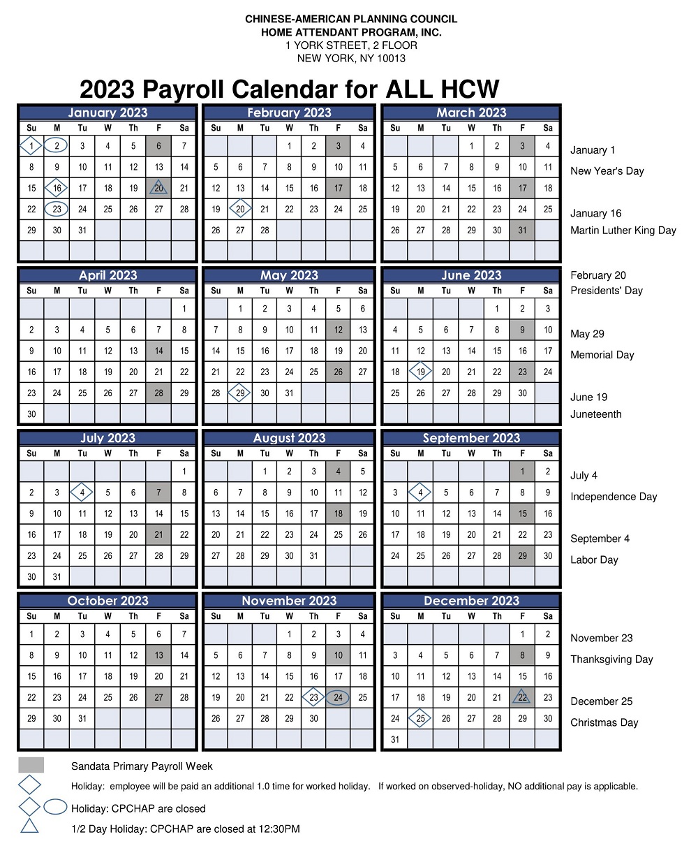 Payroll Calendar for Home Care Workers