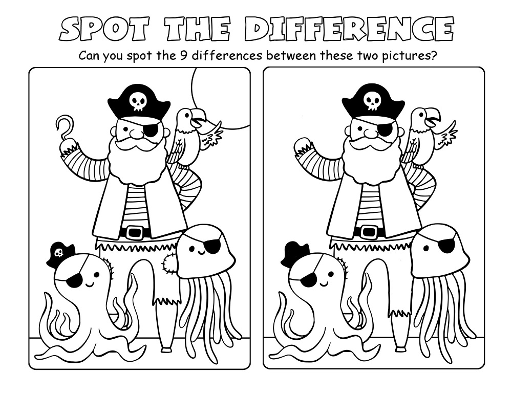 Pirate Spot the Difference Puzzle Worksheet
