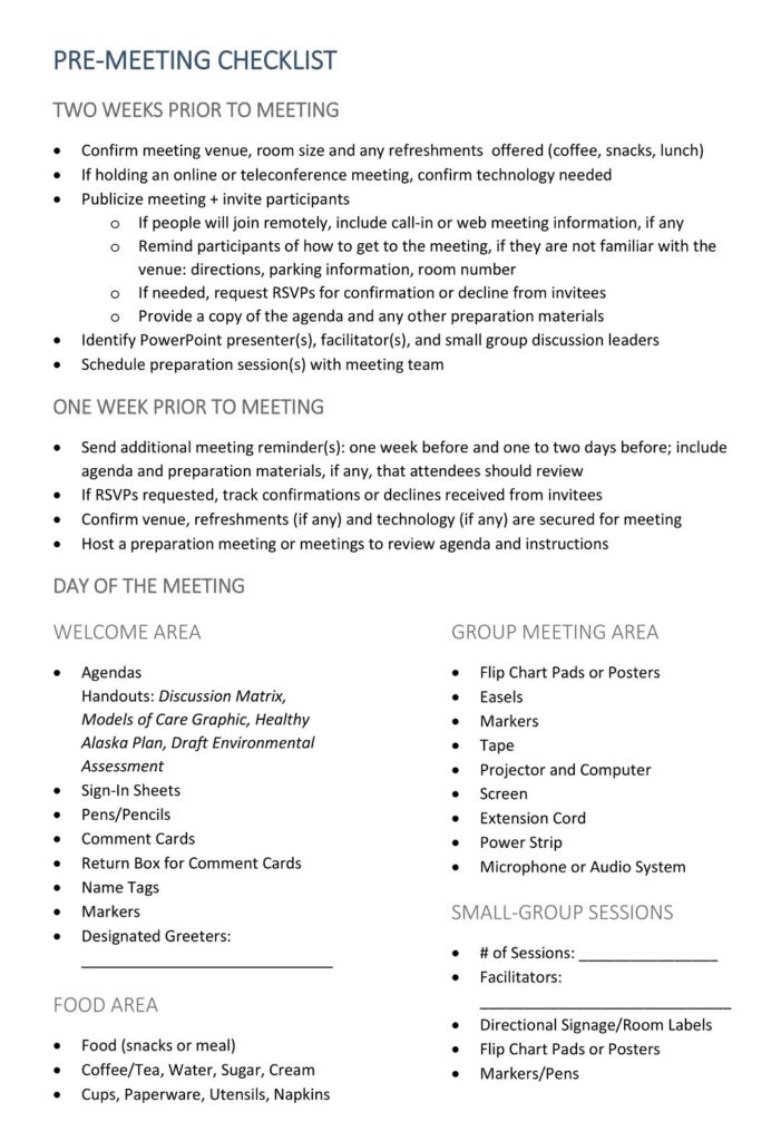 32+ Free Meeting Checklist Templates PDF, Word » American Templates