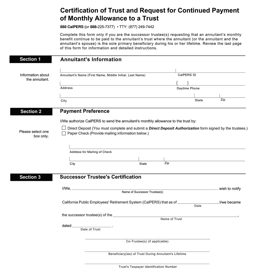 Printable Certification of Trust