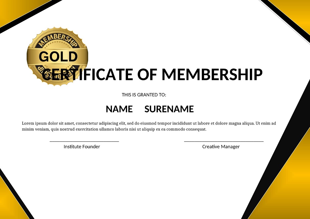 Professional Membership Certificate Sample