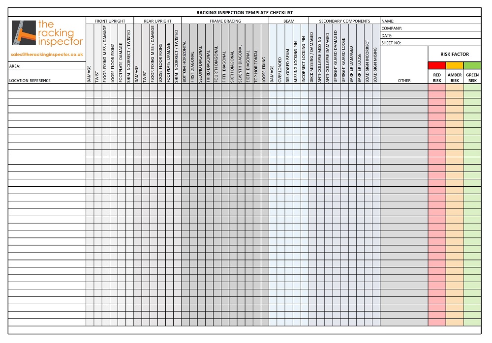Rack Inspection Checklist Sheet Excel