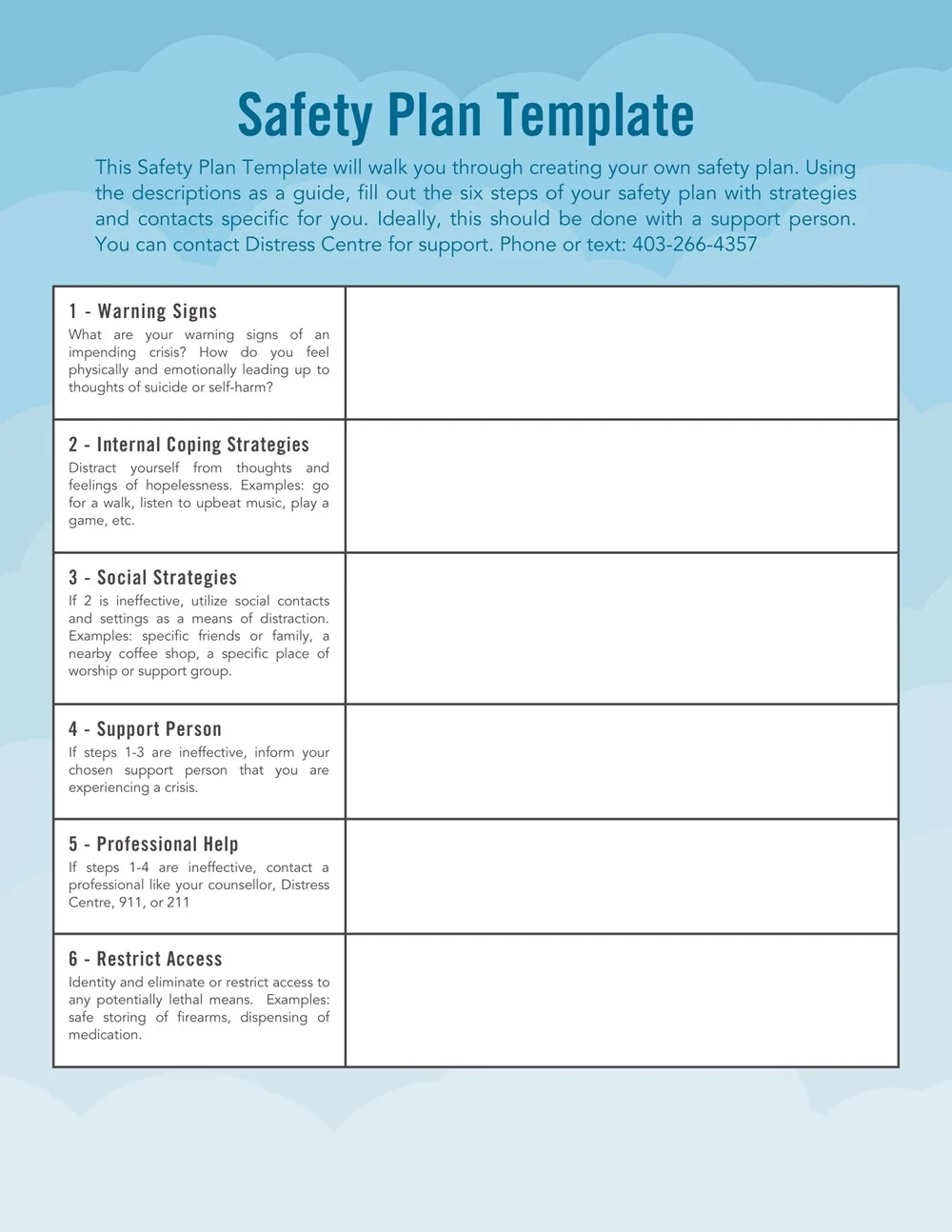 Safety Planning Template PDF