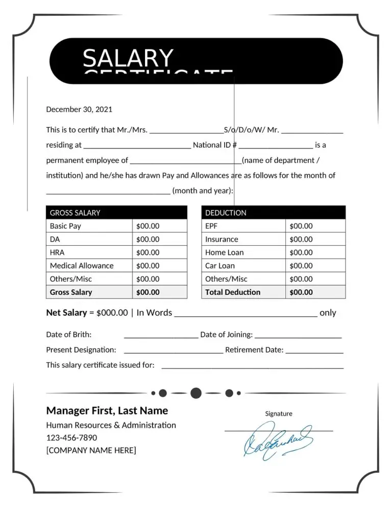 33+ Free Salary Certificate Format Sample (PDF, Word Templates ...