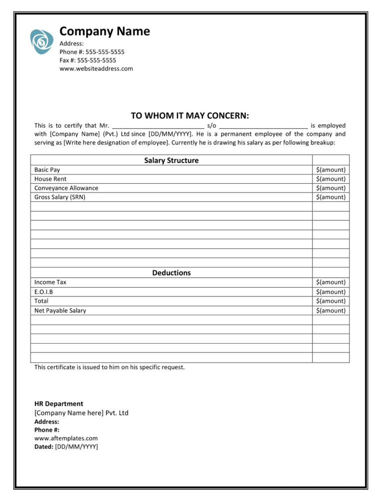 33 Free Salary Certificate Format Sample Pdf Word Templates American Templates 8639