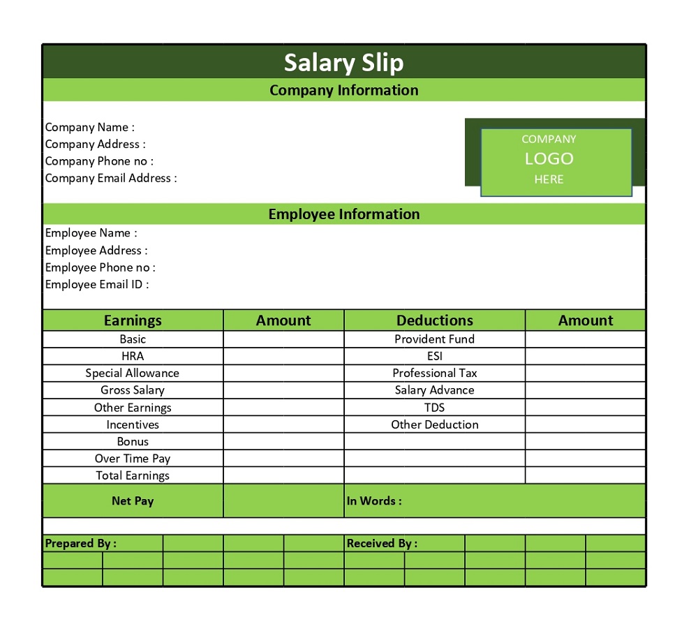 salary slip template in word