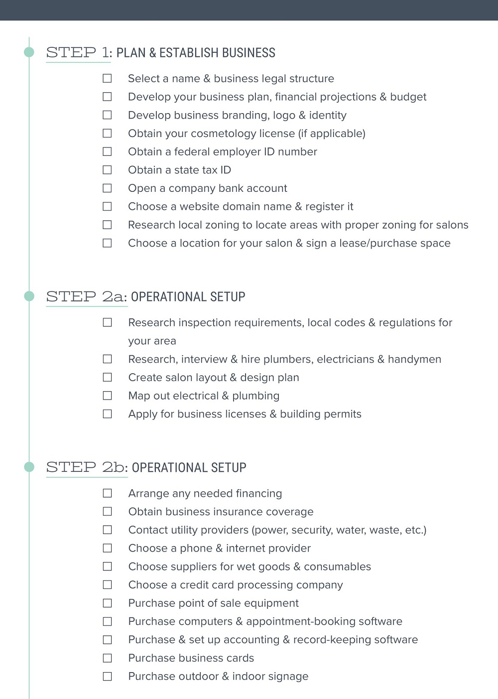 Salon and Spa Checklist Template