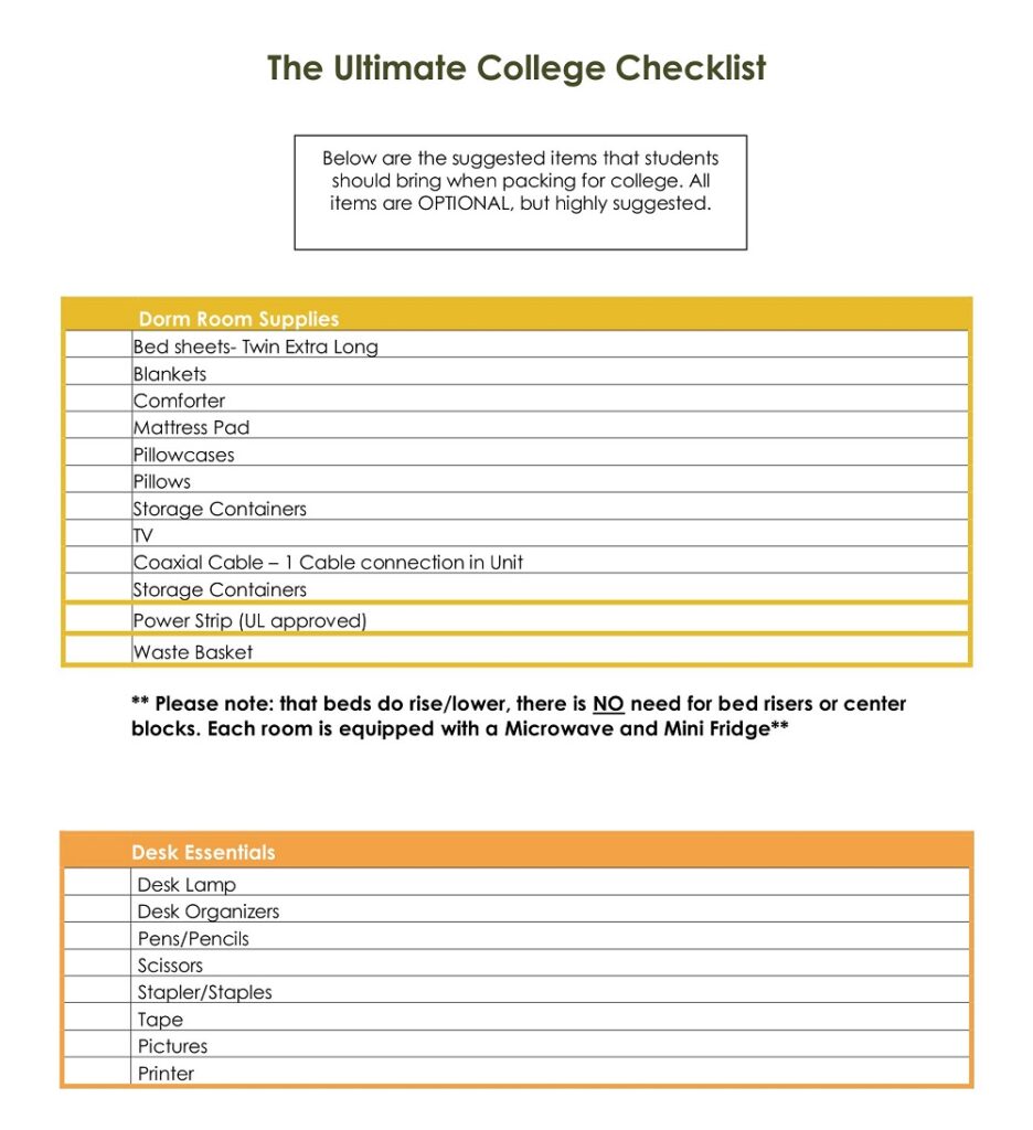 36+ Free Printable College Checklist Templates - PDF, Word » American ...