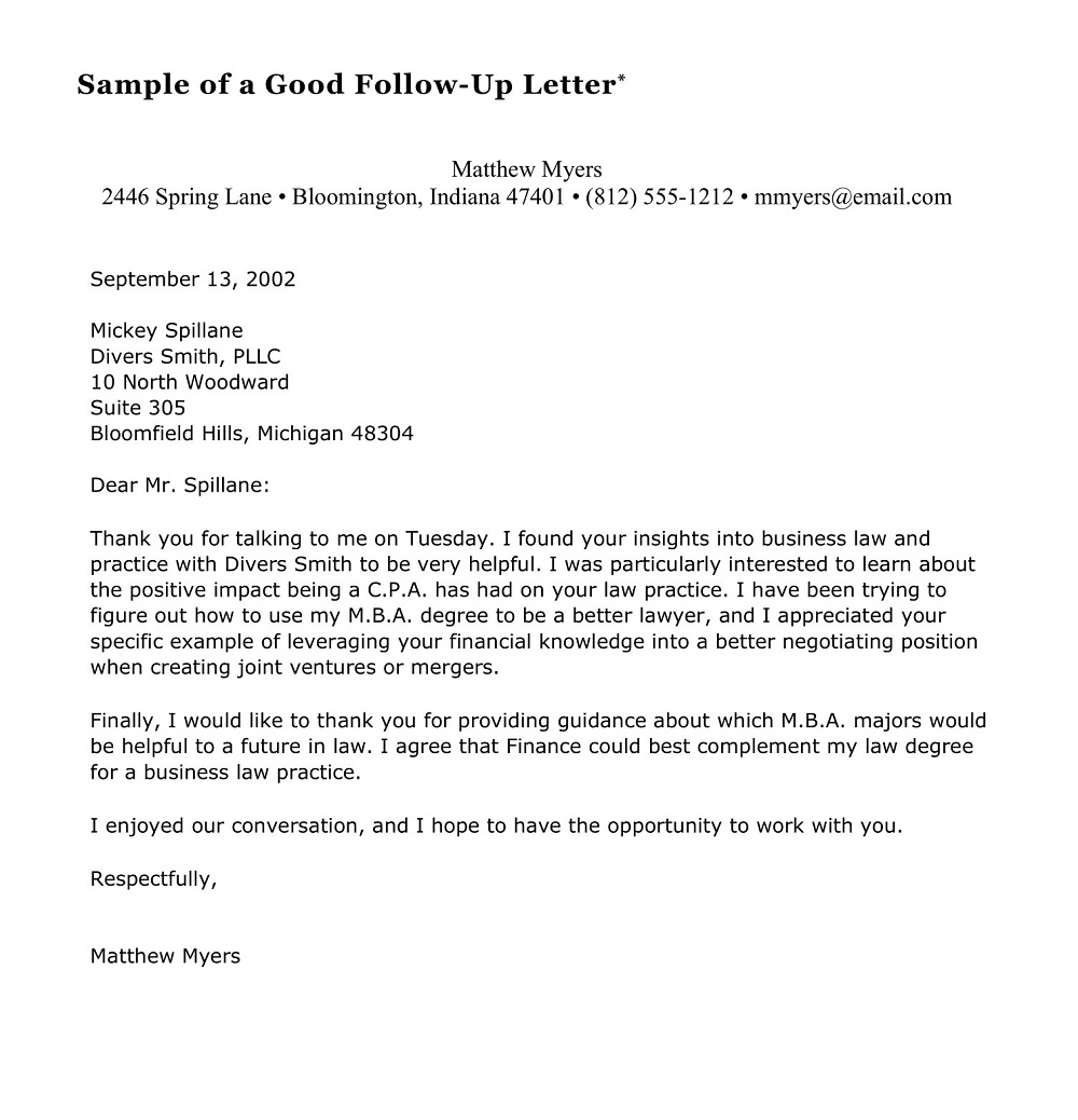 Sample Follow-Up Letter Template