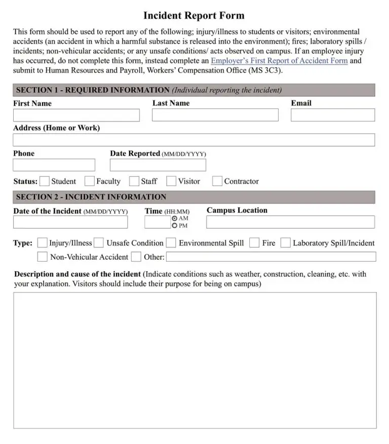 26+ Free Incident Report Form Templates - Printable PDF, Ms Word ...