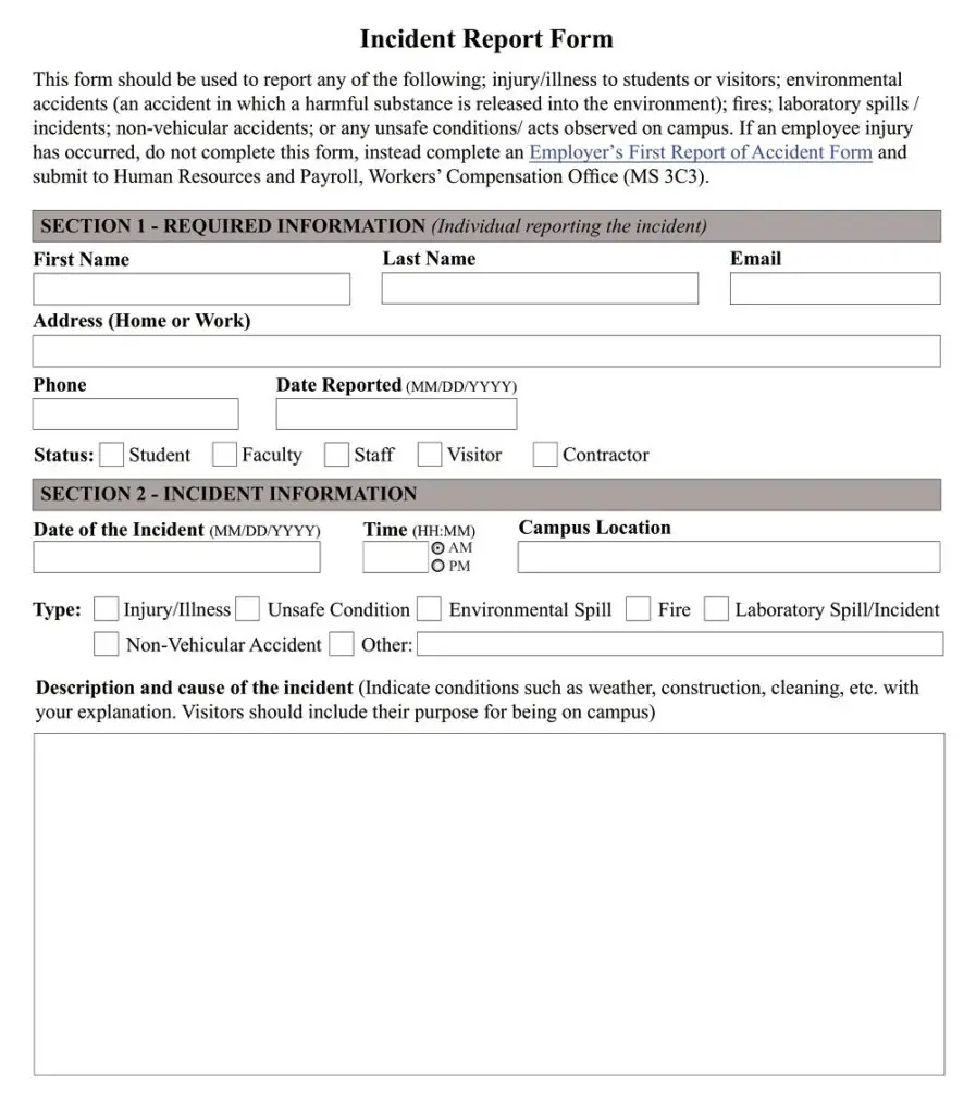 26+ Free Incident Report Form Templates - Printable PDF, Ms Word ...