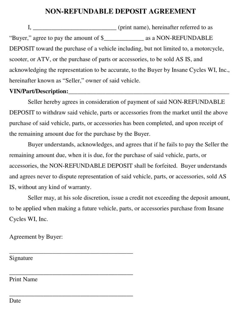 22+ Free NonRefundable Deposit Agreement Templates (PDF, DOC