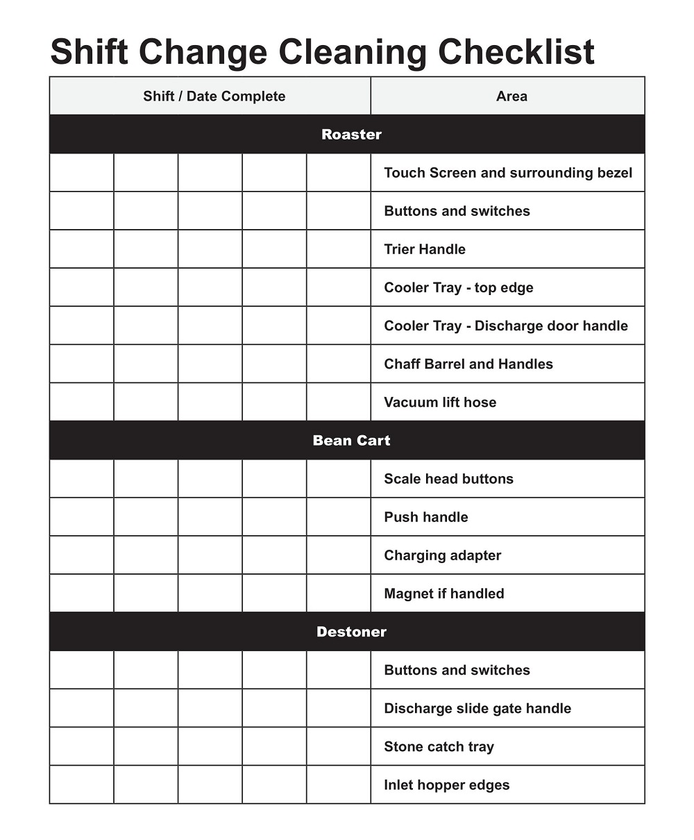 Shift Change Cleaning Checklist Template