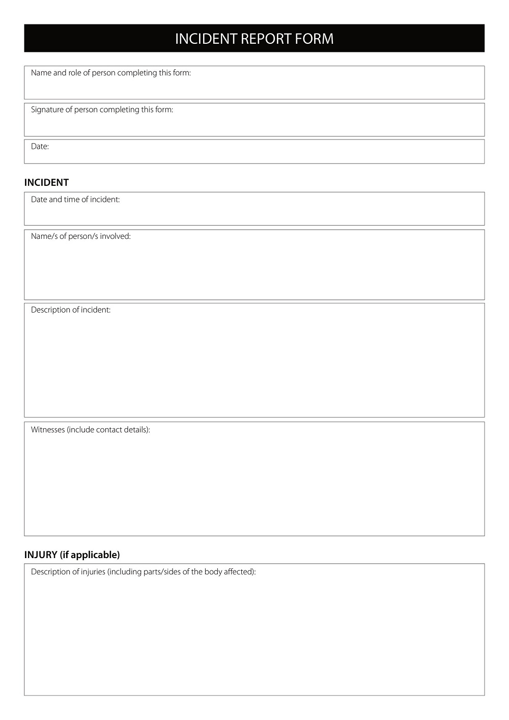 Simple Incident Report Form