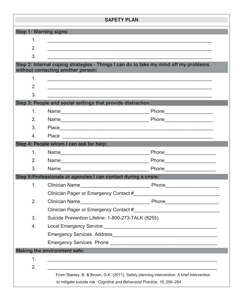 Simple Safety Plan Template
