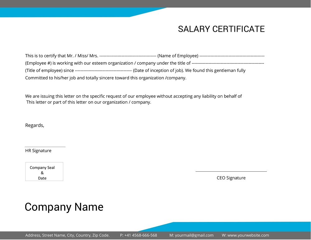 Simple Salary Certificate Template