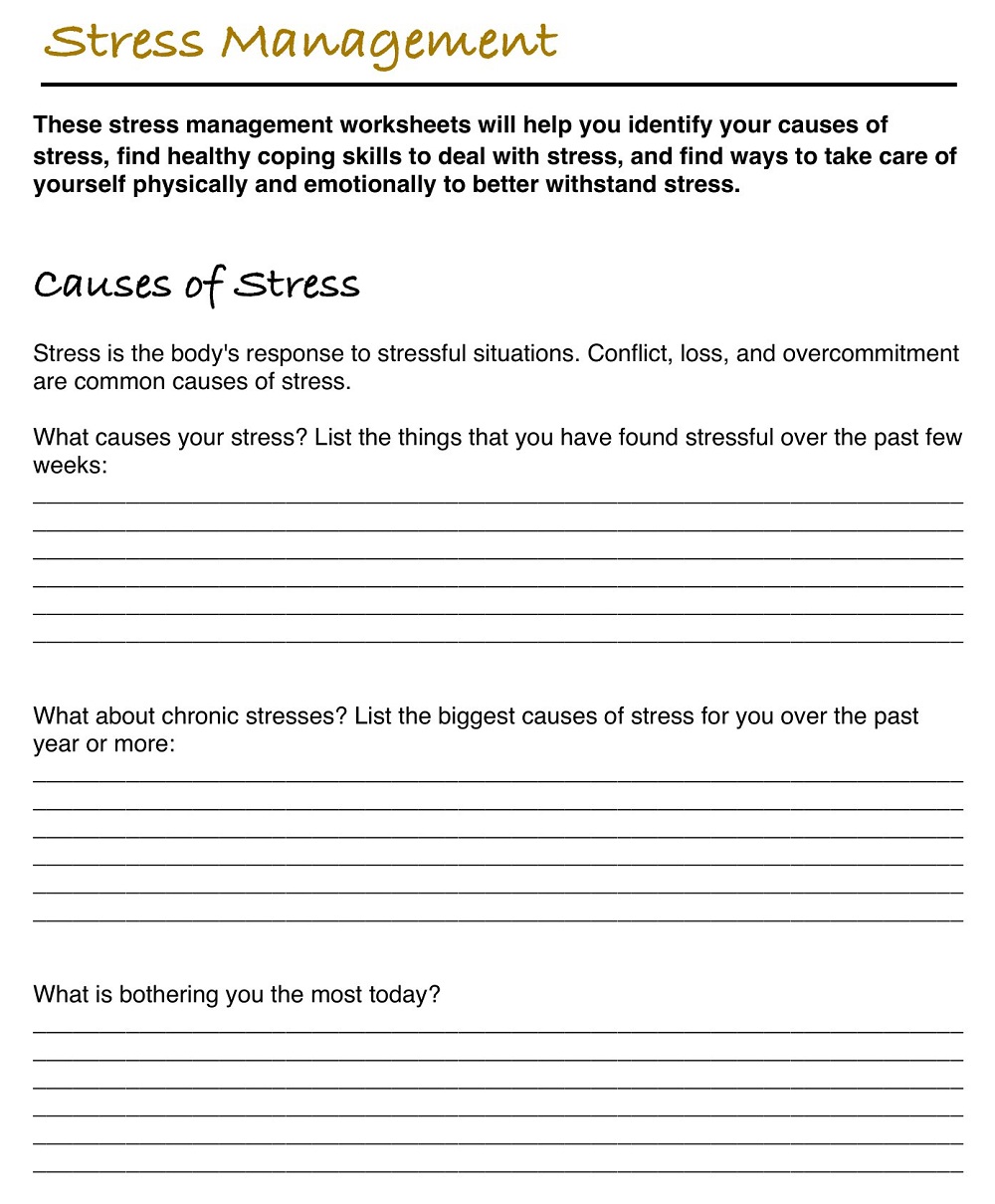 Simple Stress Management Worksheet