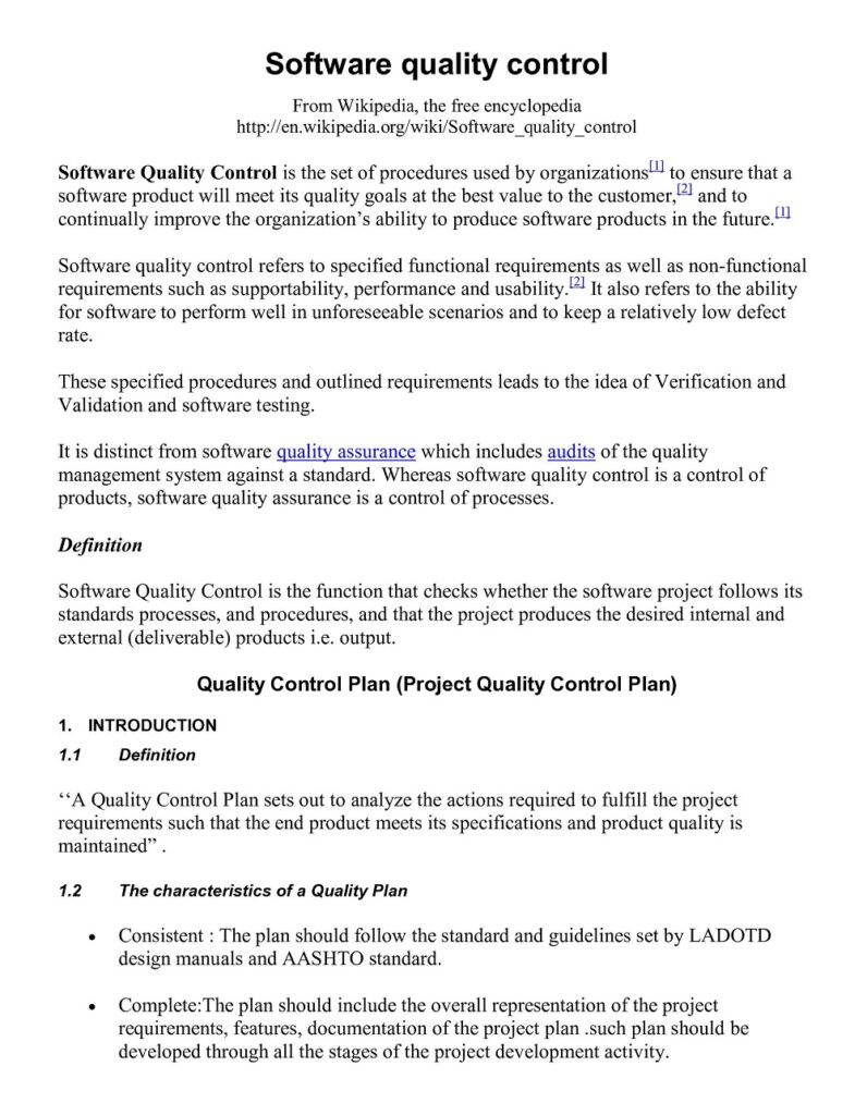 30+ Free Simple Quality Control Plan Templates (PDF, Word) » American ...