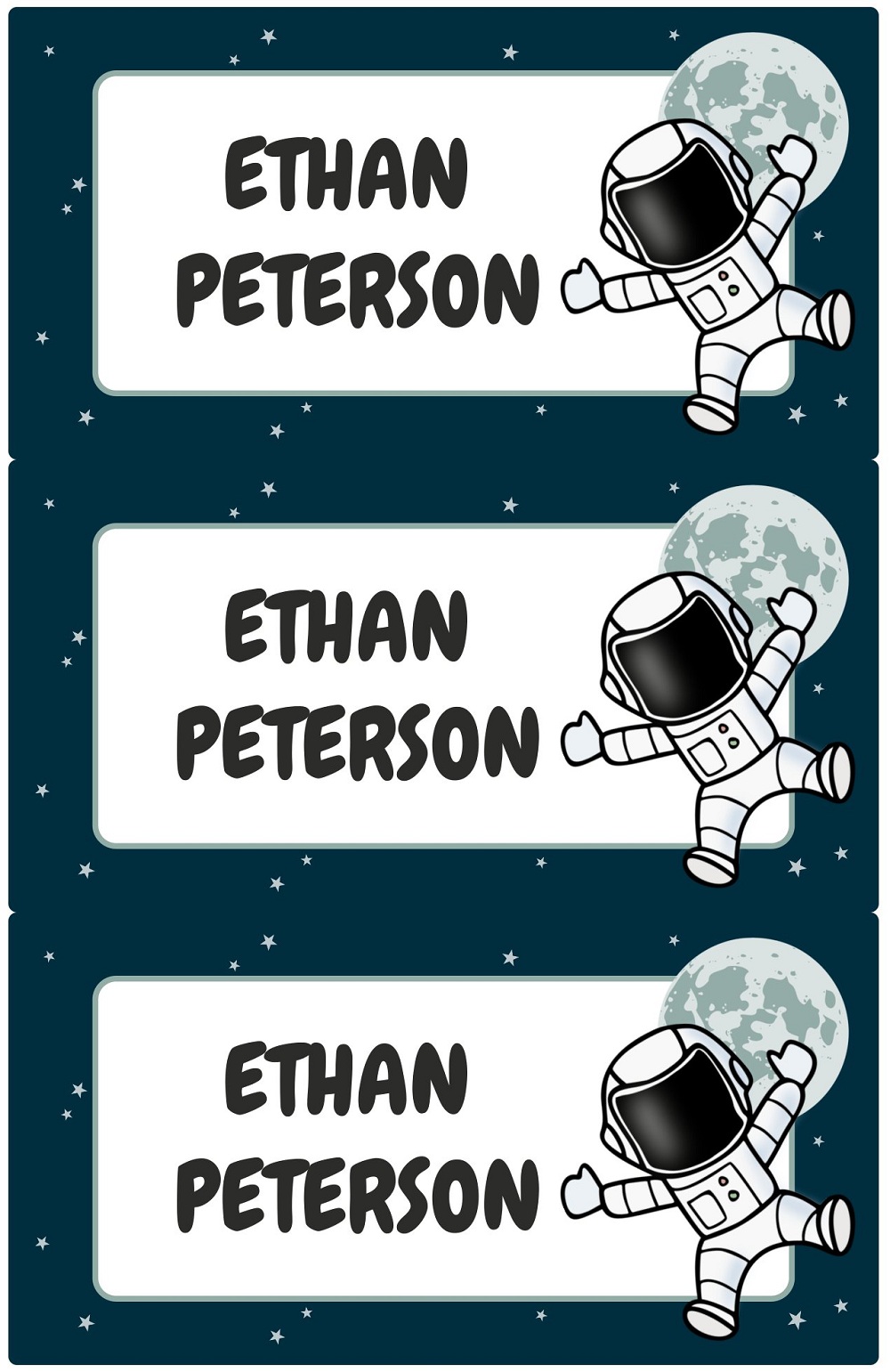 Space Themed Pencil Box Label Template