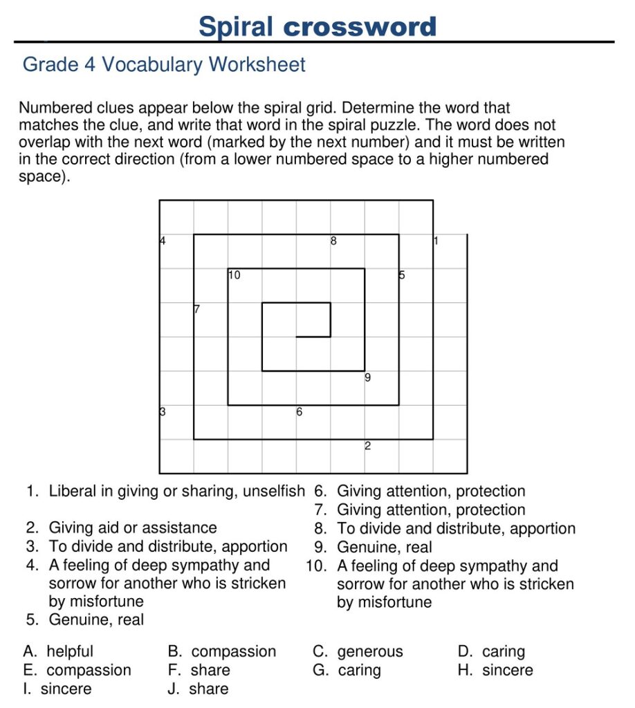 18+ Free Word Spiral Puzzle Worksheet Templates - Sample PDF » American ...