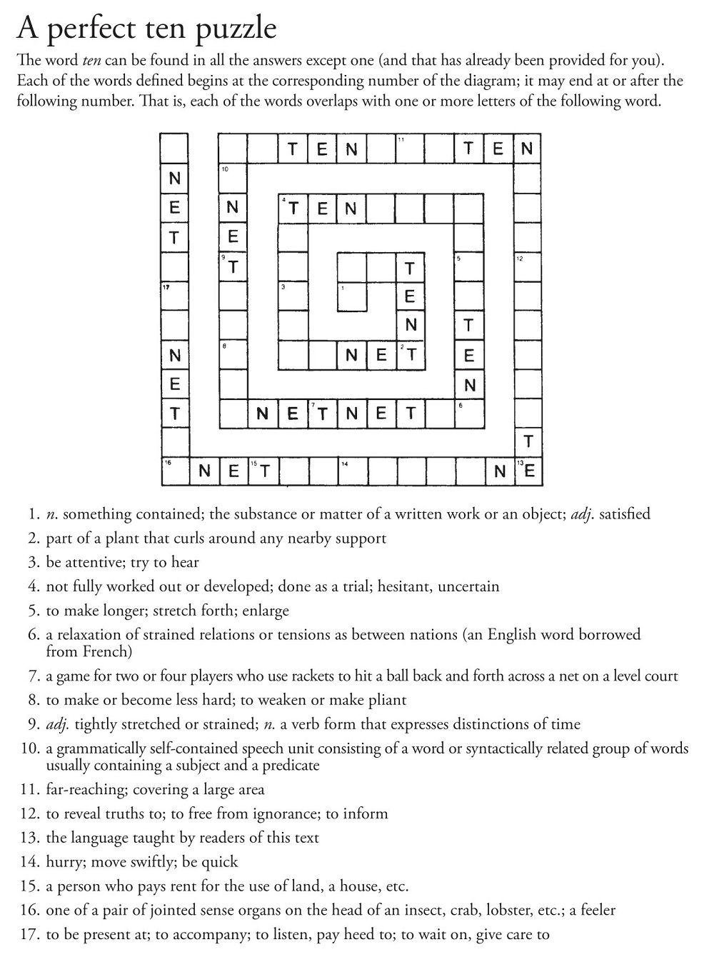 Spiral Word Puzzle Worksheet Sample