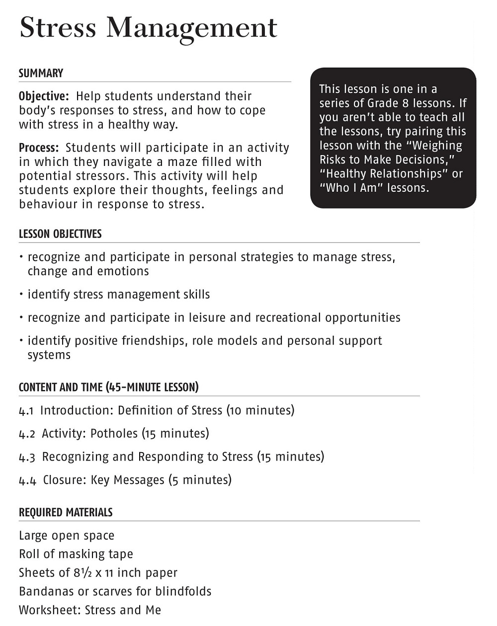 Stress Management Workbook for Students
