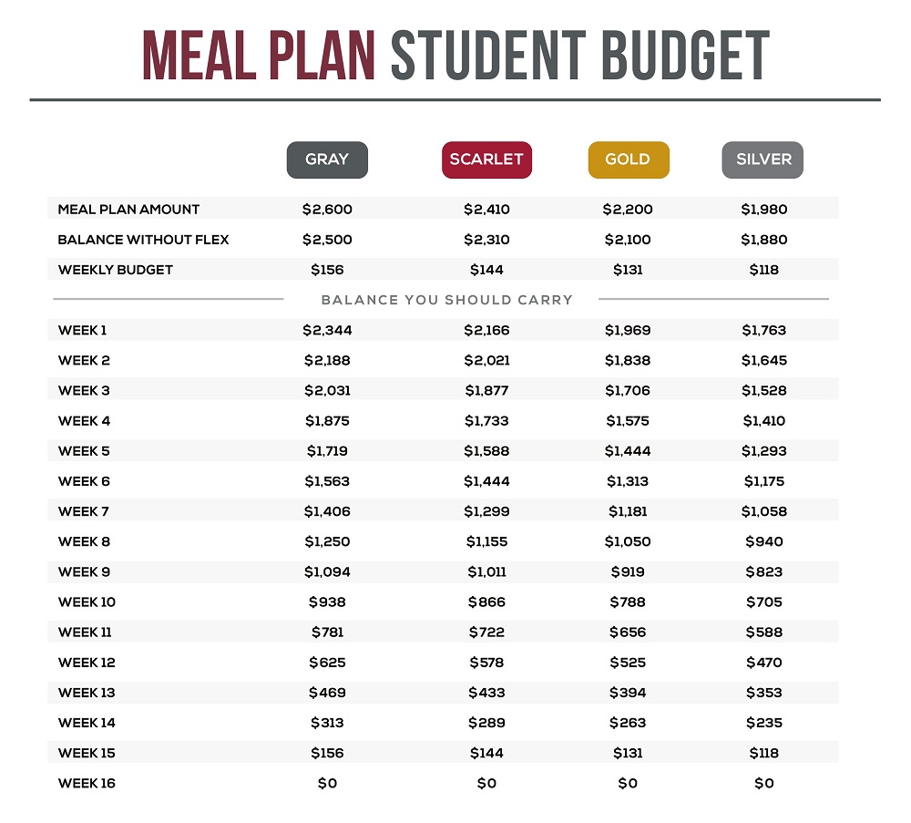 Student Food Budget Template