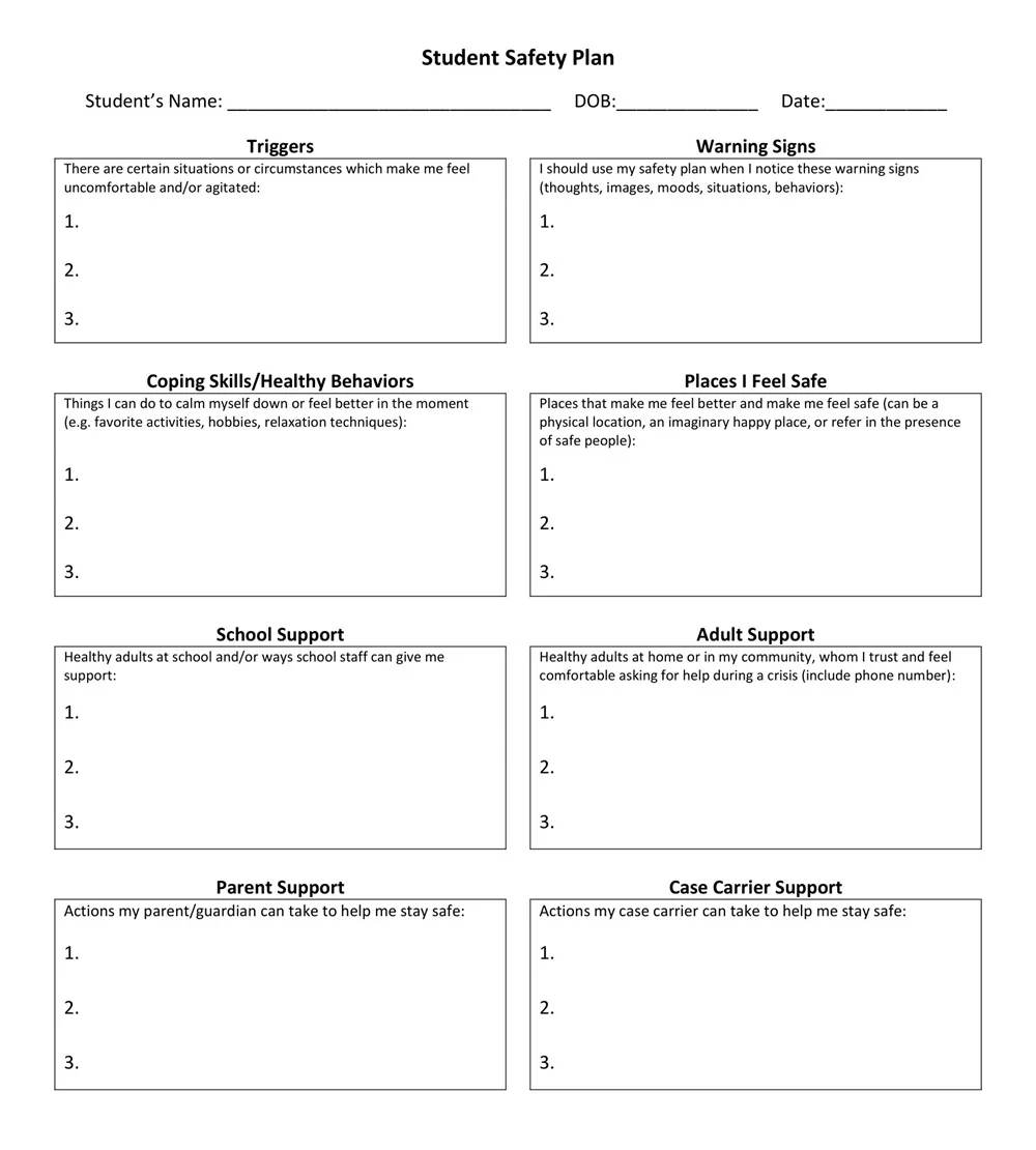 Student Safety Plan Template
