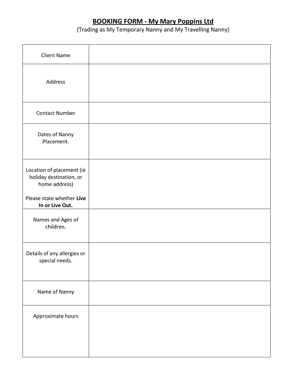 34 Free Printable Nanny Contract Templates PDF Word American