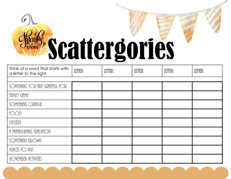 25+ Scattergories Lists - Free Printable PDF (Updated 2023) » American ...