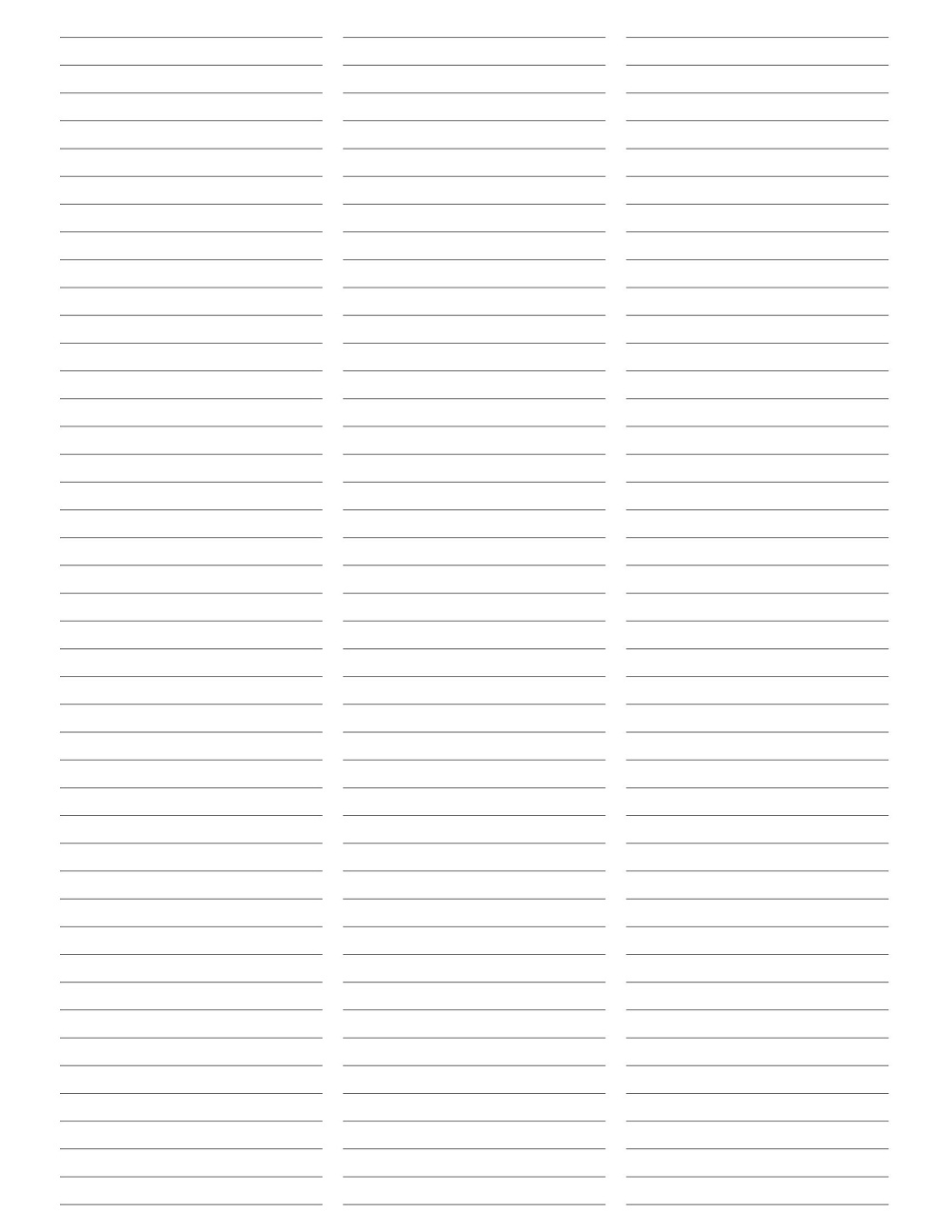 Three Column Lined Notebook Paper