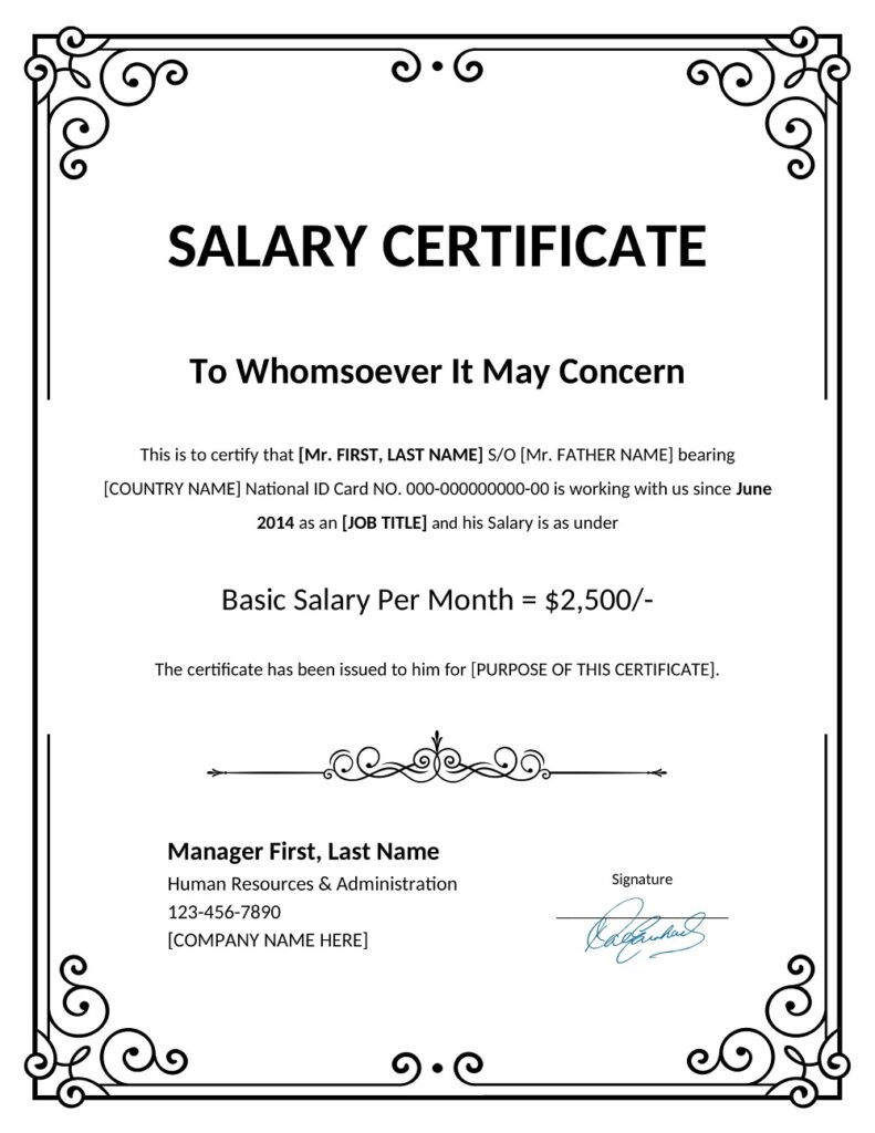 33+ Free Salary Certificate Format Sample (PDF, Word Templates ...