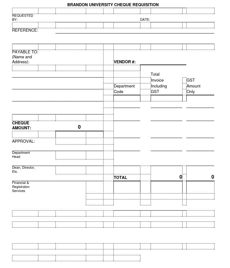 University Cheque Requisition Template