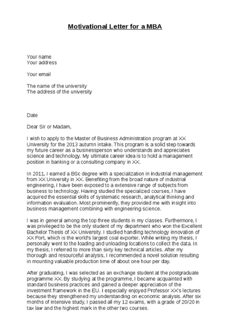 18 Free Sample Motivation Letter Templates Word PDF American 