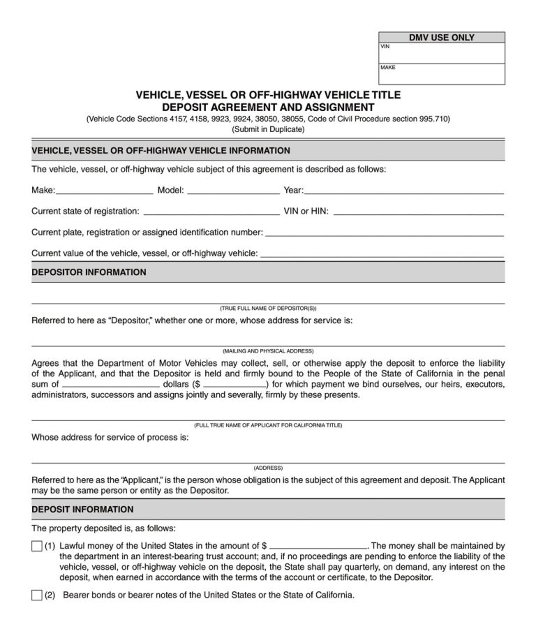 26+ Free Simple Vehicle Deposit Agreement Templates (PDF, Word ...