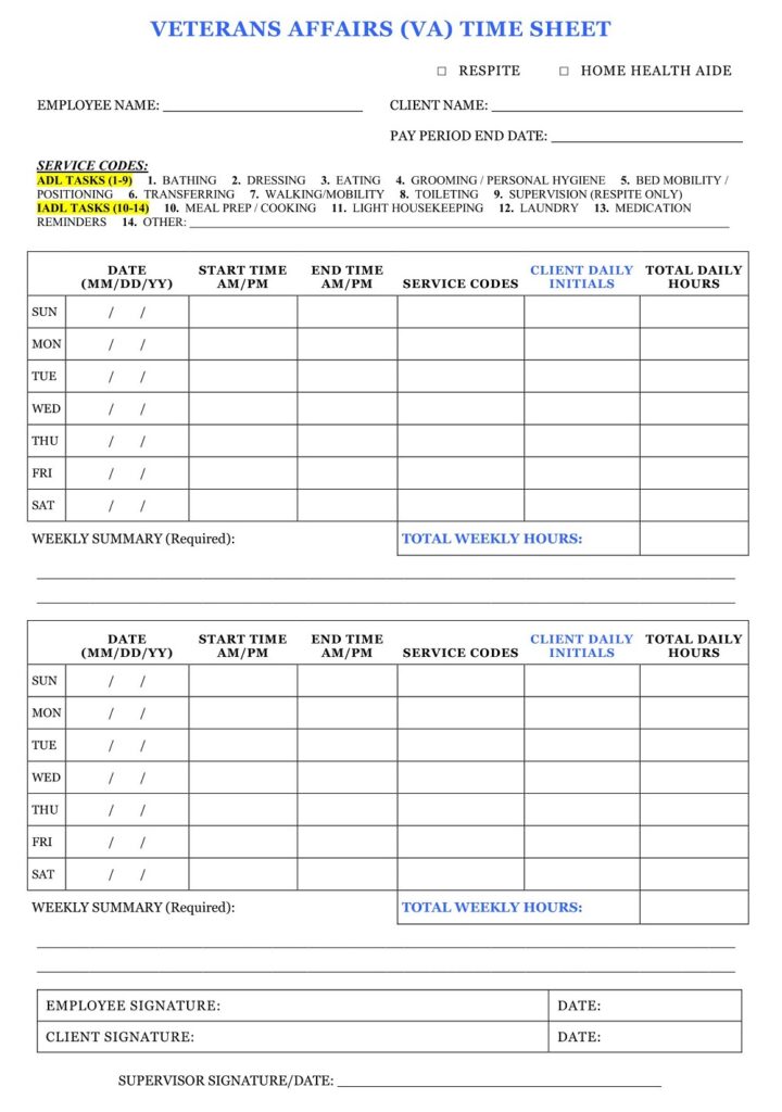 28 Free Printable Home Health Aide Timesheet Templates Simple Pdf American Templates 3180