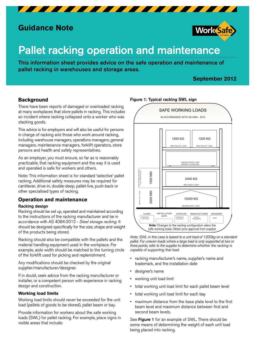 Warehouse Pallet Racking Guidance Note