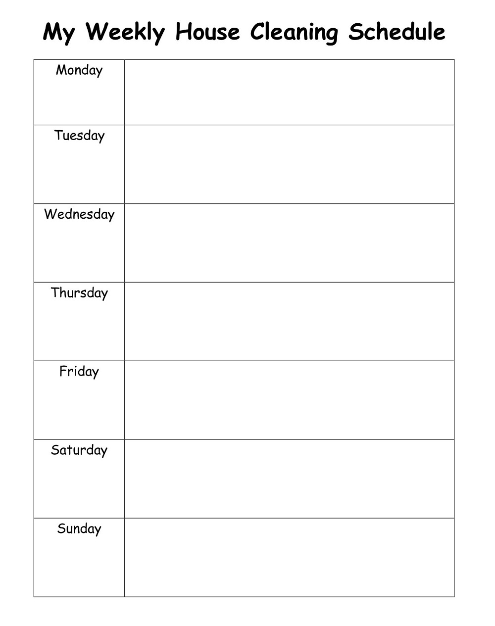 Weekly Kitchen Cleaning Schedule Checklist