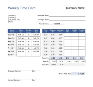 26+ Free Printable Time Card Templates (MS Excel, PDF) » American Templates