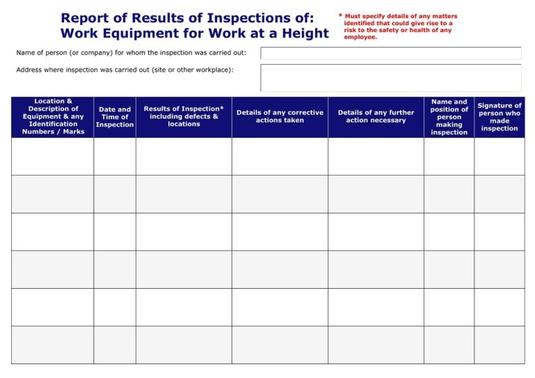 Free Lifting Equipment Register Templates Ms Excel Pdf