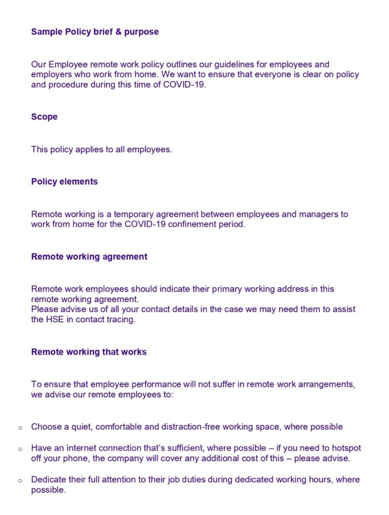 25+ Free Remote Working Policy Template & Sample (PDF) » American Templates