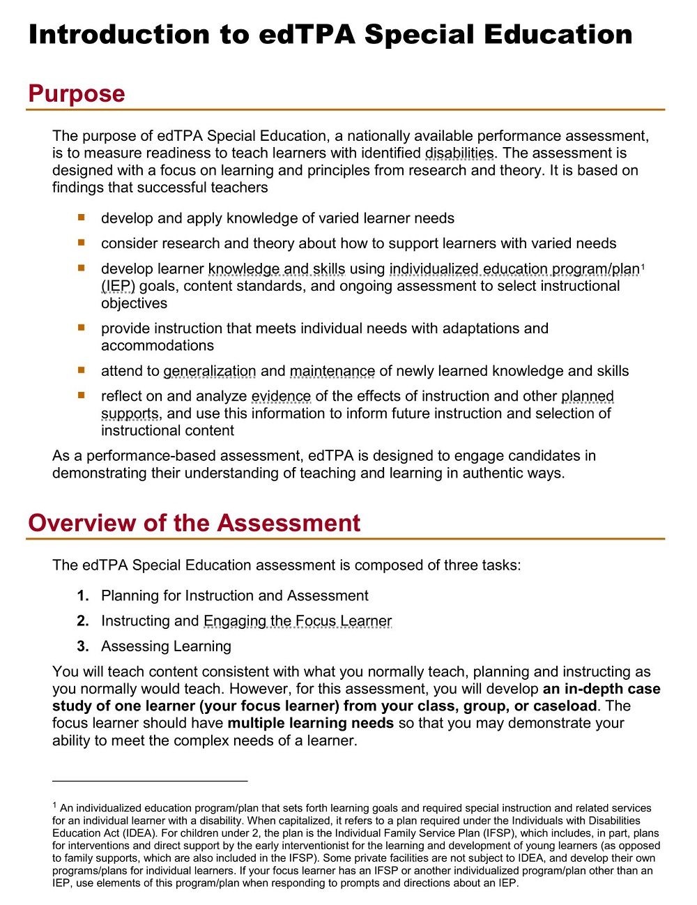 edTPA Special Education Tasks Analysis
