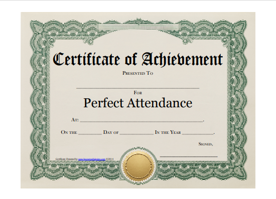 perfect attendance award 10