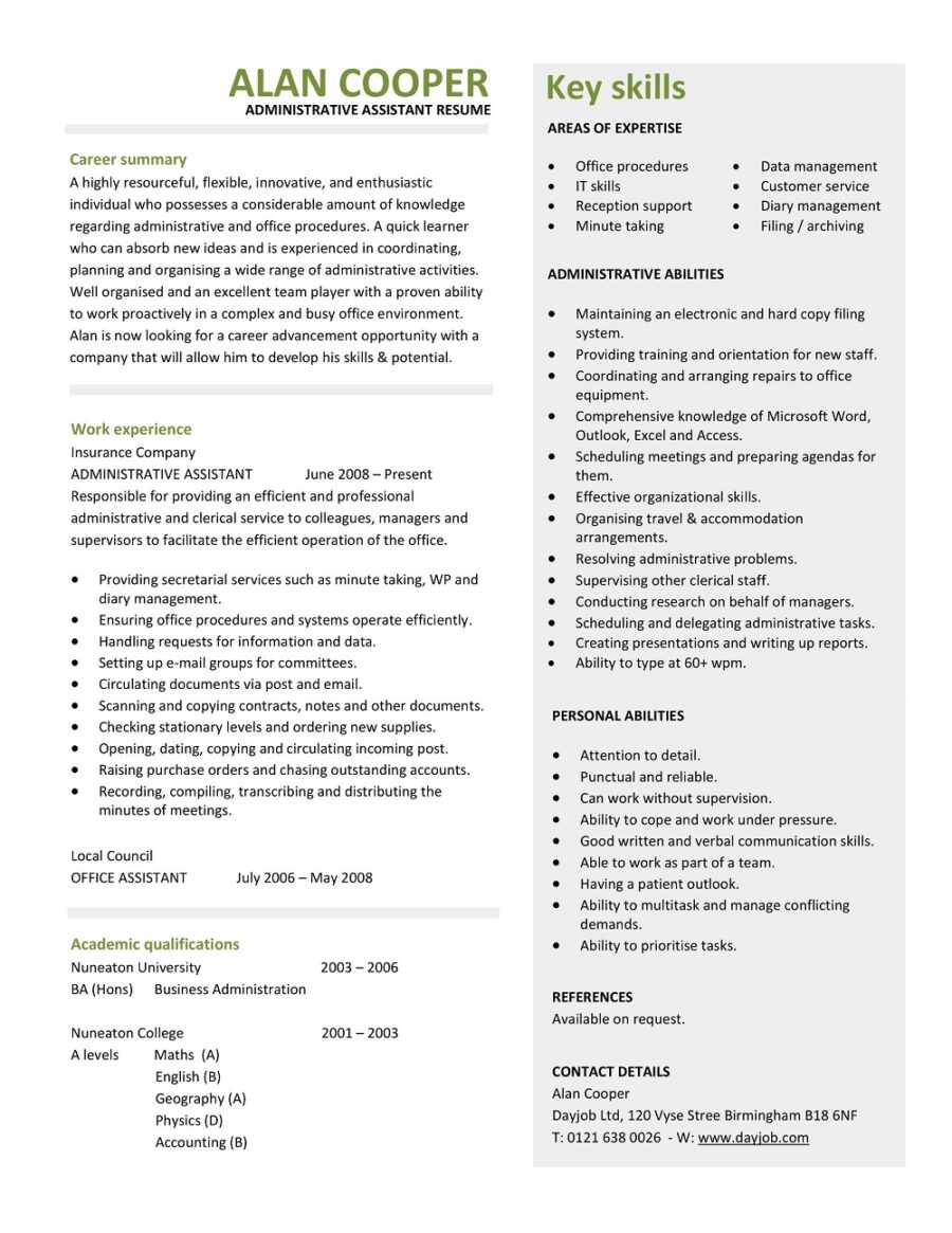 Administrative Assistant Resume Template