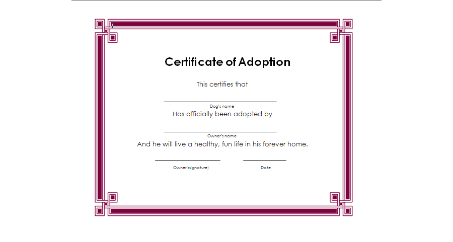 Adoption Certificate Template 03