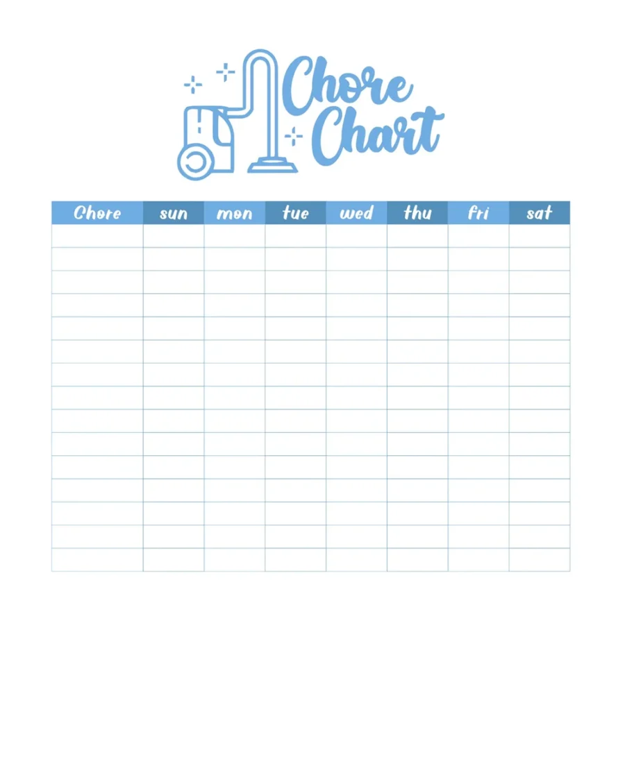 Adult Chore Chart Template