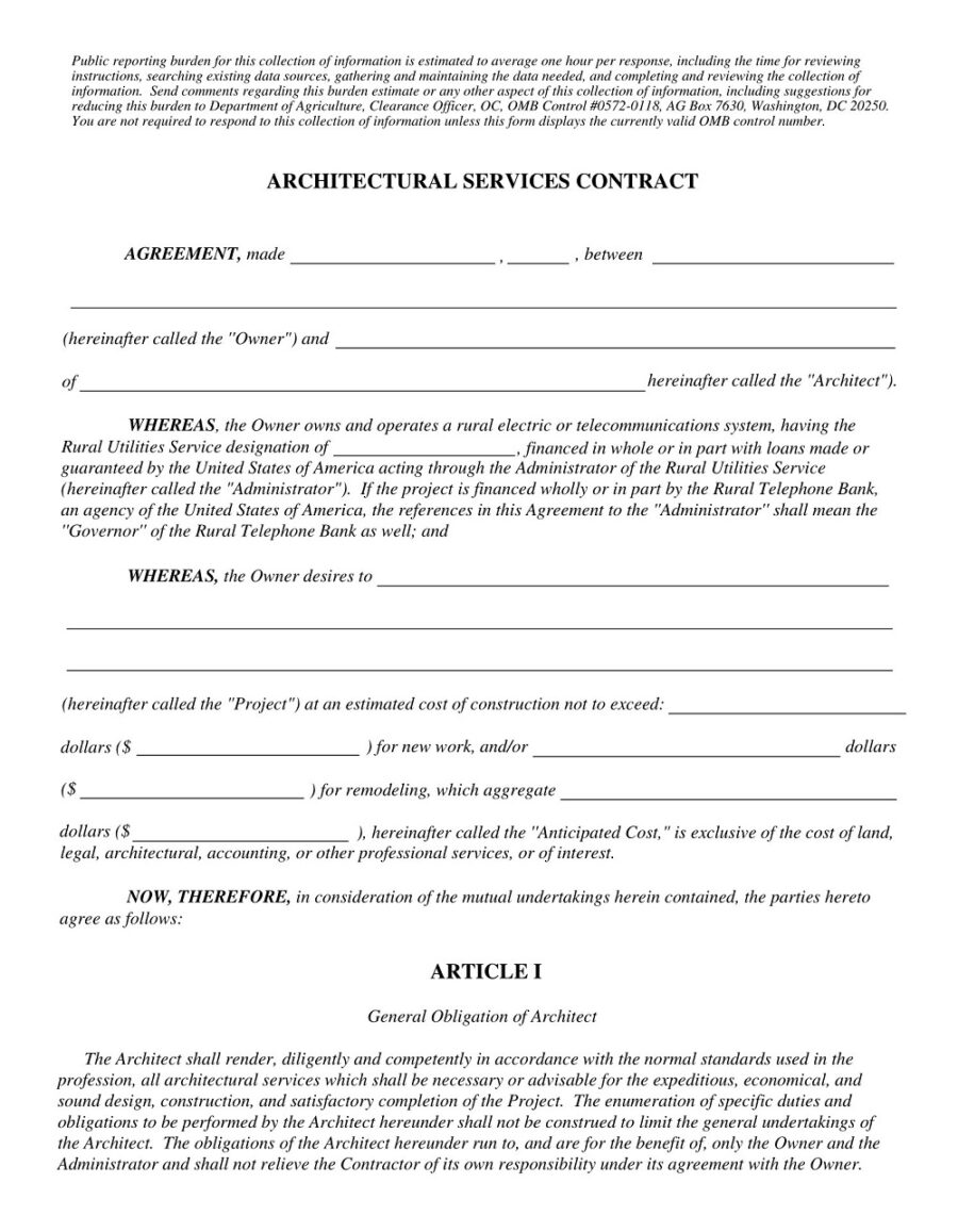 Architectural Services Contract Template