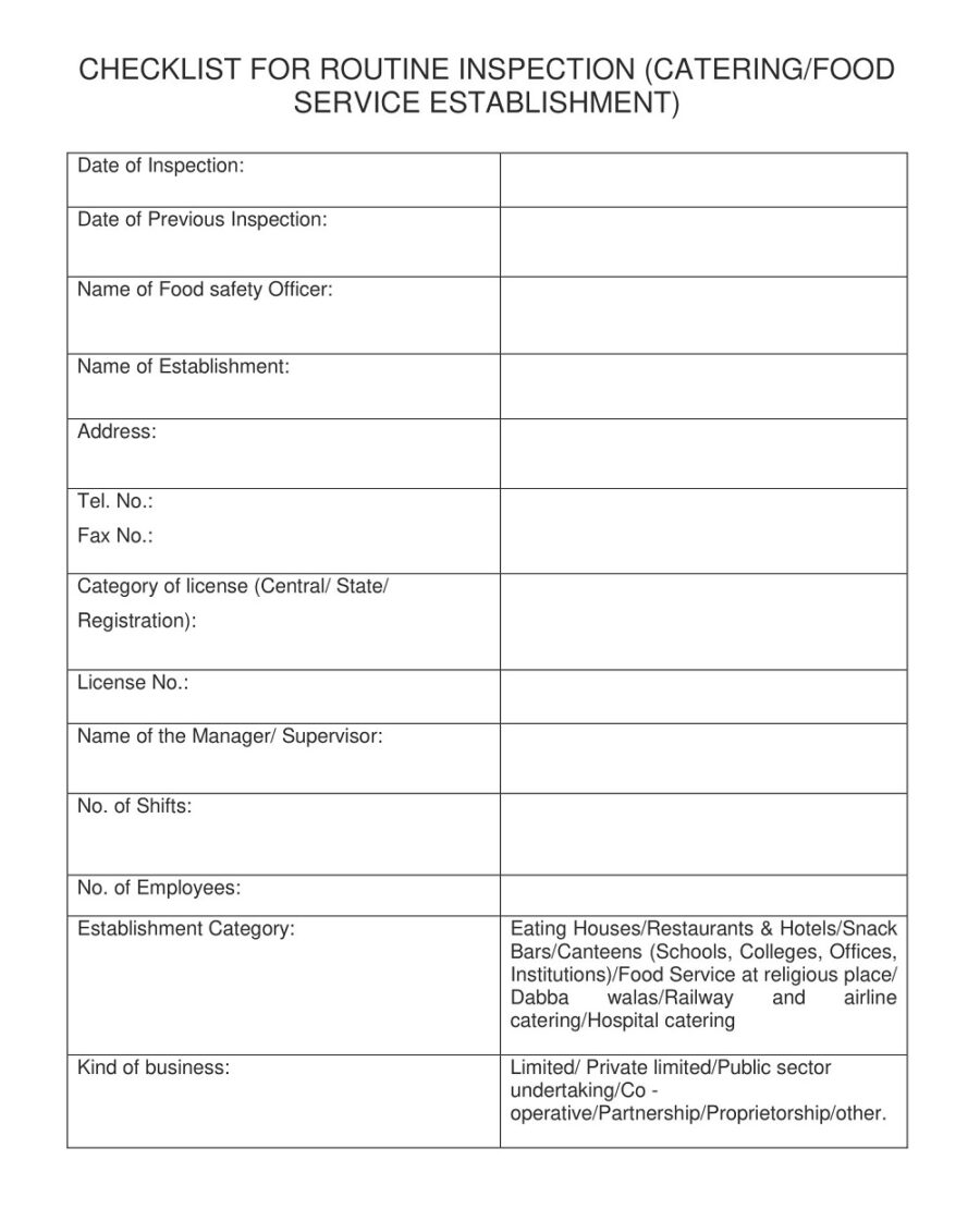 Bar Shift Change Checklist Template