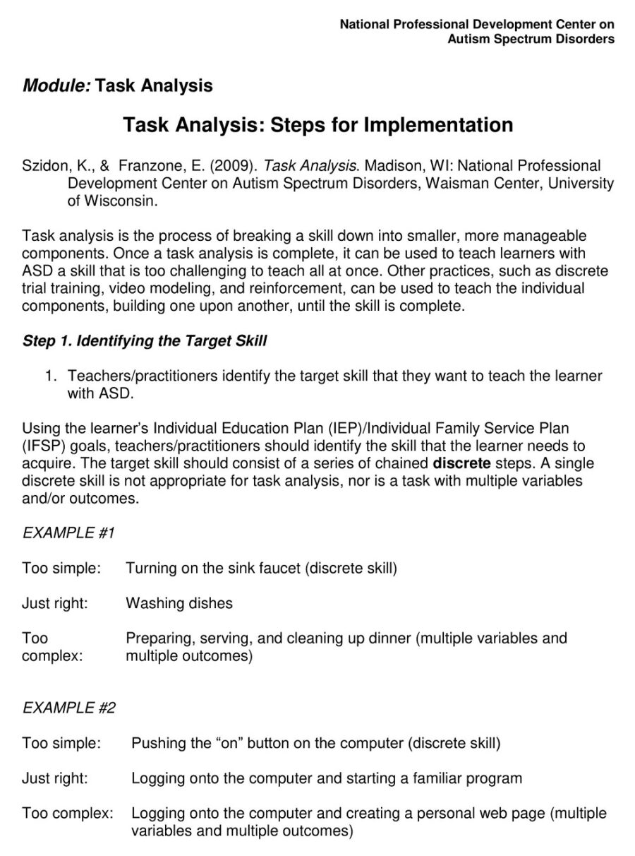 Basic Task Analysis Template