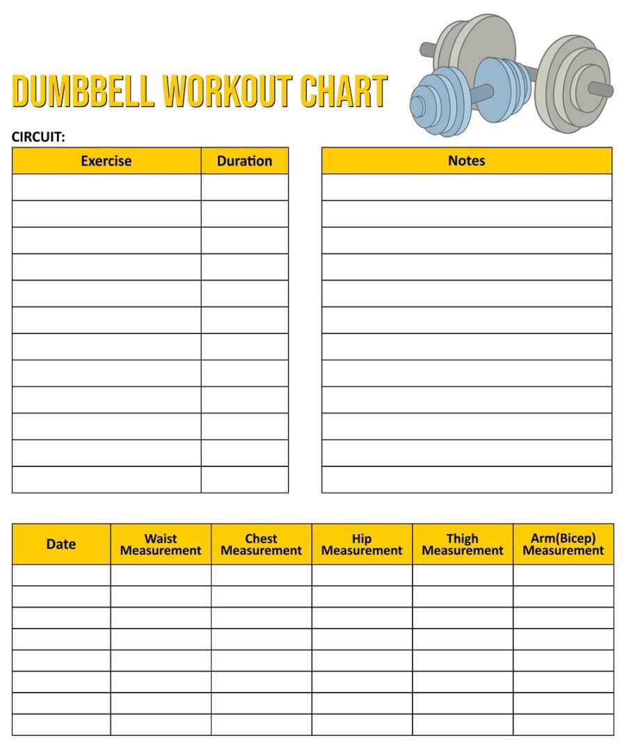 Blank Dumbbell Workout Chart